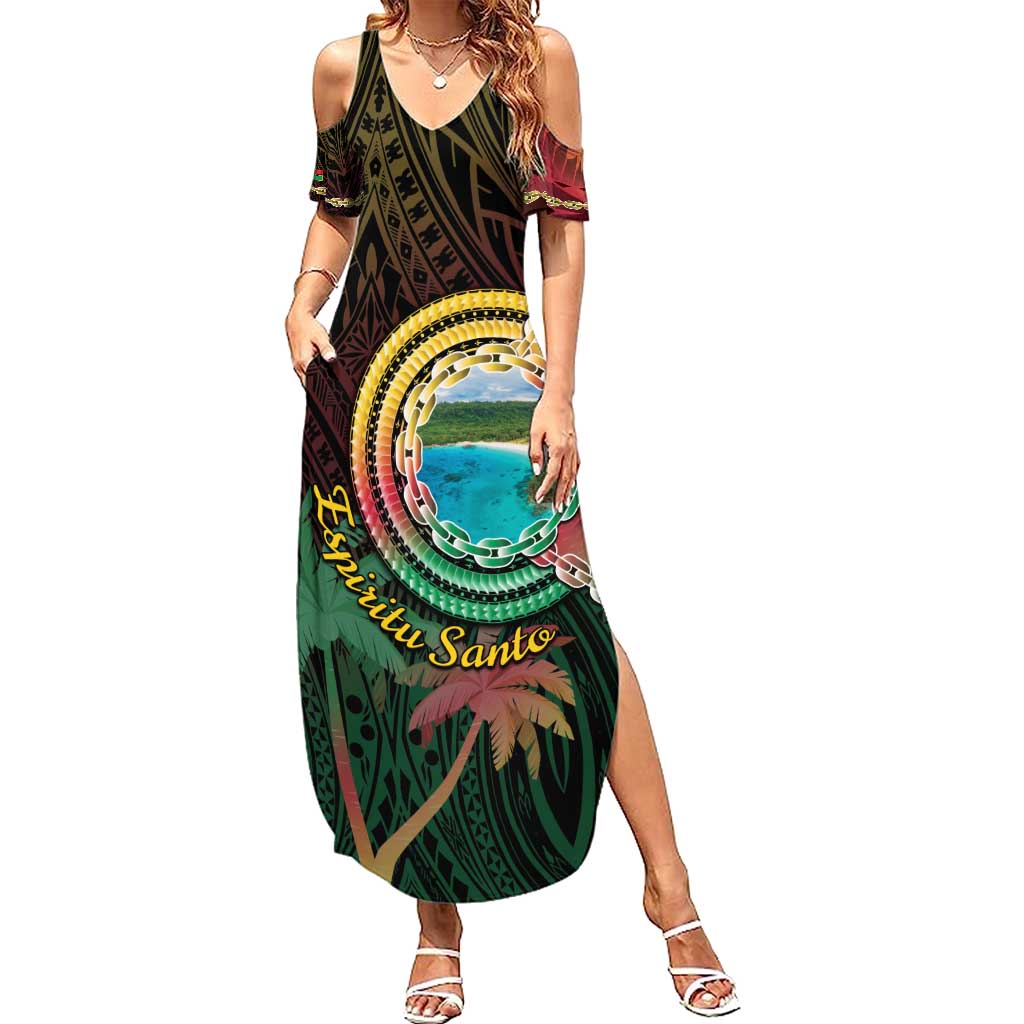 Vanuatu Espiritu Santo Island Family Matching Summer Maxi Dress and Hawaiian Shirt Beach Landscape