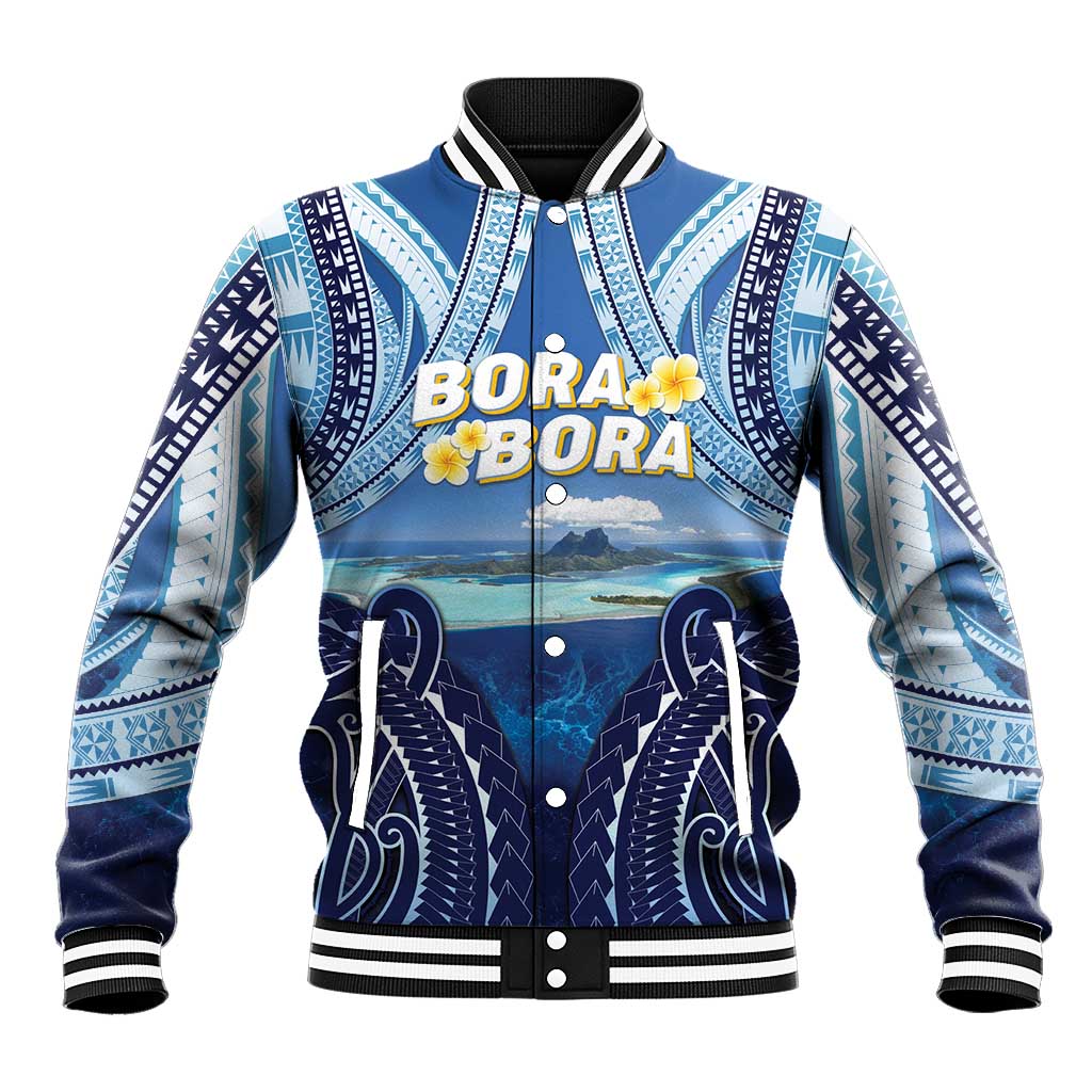 Personalised French Polynesia Bora Bora Baseball Jacket Beach Landscape Polynesian Style