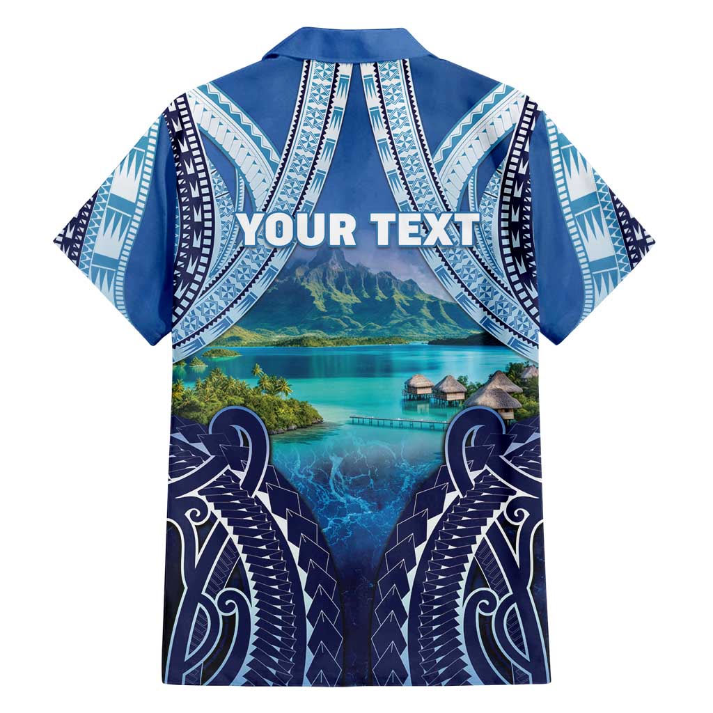 Personalised French Polynesia Bora Bora Family Matching Off Shoulder Maxi Dress and Hawaiian Shirt Beach Landscape Polynesian Style