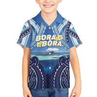 Personalised French Polynesia Bora Bora Family Matching Off Shoulder Maxi Dress and Hawaiian Shirt Beach Landscape Polynesian Style