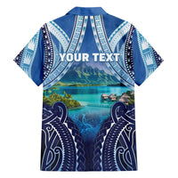 Personalised French Polynesia Bora Bora Family Matching Off Shoulder Short Dress and Hawaiian Shirt Beach Landscape Polynesian Style