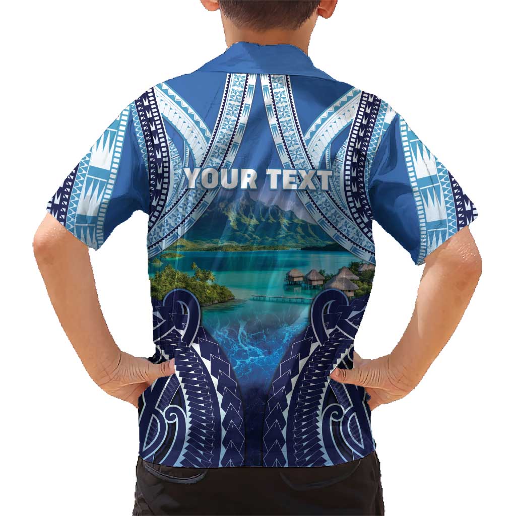 Personalised French Polynesia Bora Bora Family Matching Short Sleeve Bodycon Dress and Hawaiian Shirt Beach Landscape Polynesian Style LT05 - Polynesian Pride