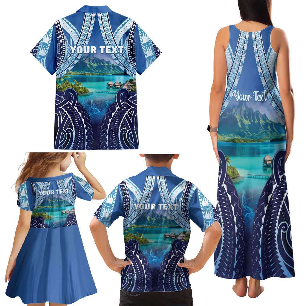 Personalised French Polynesia Bora Bora Family Matching Tank Maxi Dress and Hawaiian Shirt Beach Landscape Polynesian Style