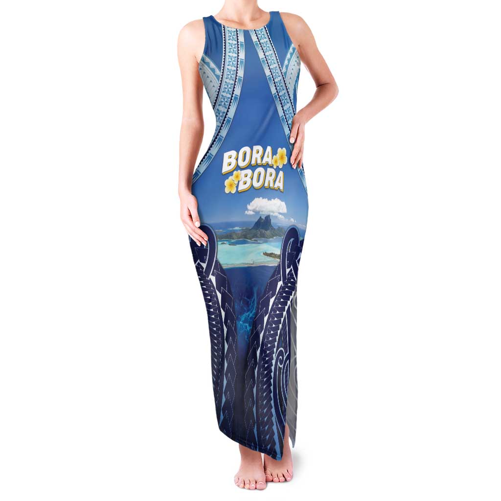 Personalised French Polynesia Bora Bora Family Matching Tank Maxi Dress and Hawaiian Shirt Beach Landscape Polynesian Style