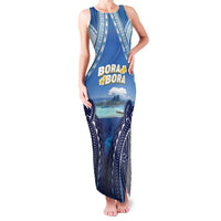 Personalised French Polynesia Bora Bora Family Matching Tank Maxi Dress and Hawaiian Shirt Beach Landscape Polynesian Style