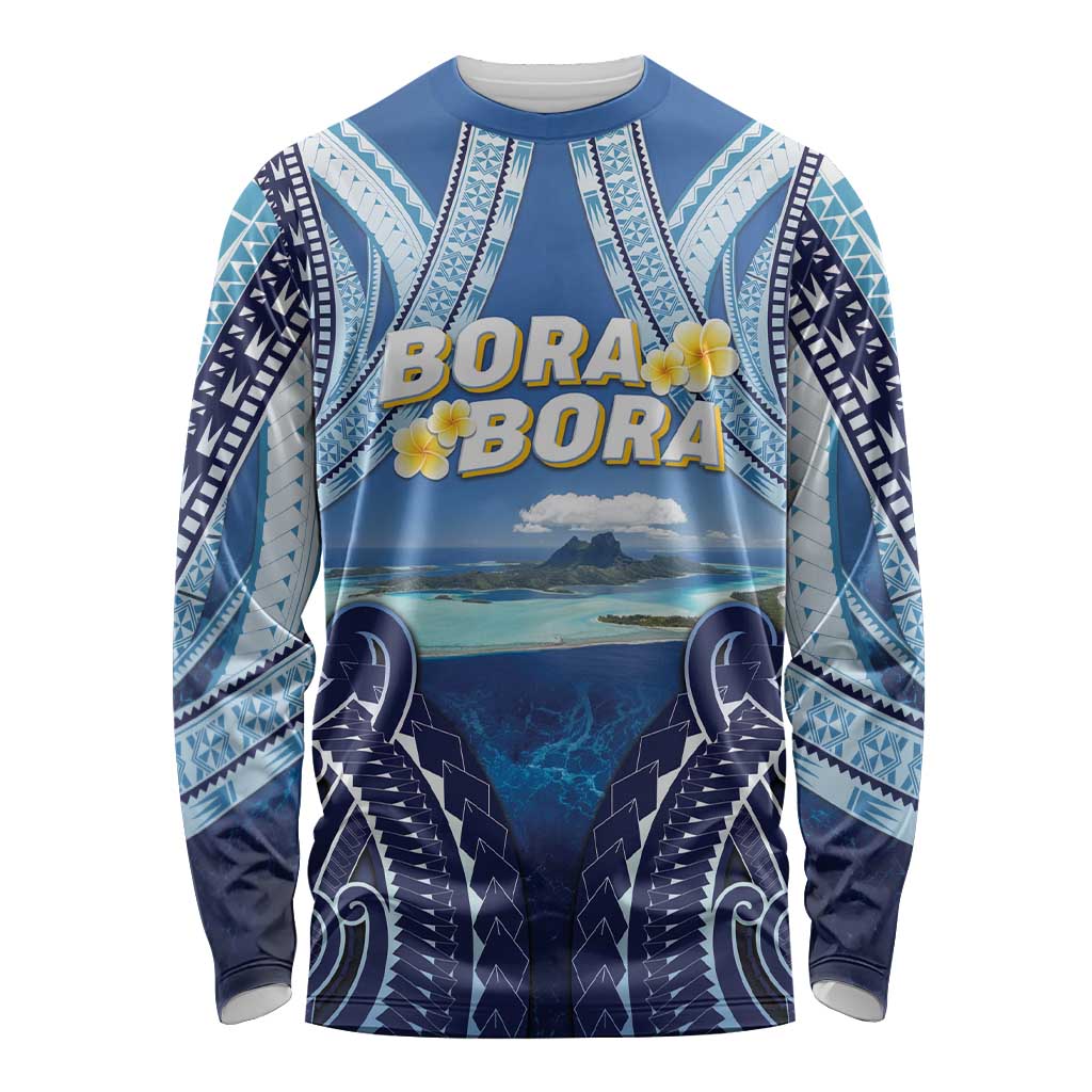 Personalised French Polynesia Bora Bora Long Sleeve Shirt Beach Landscape Polynesian Style