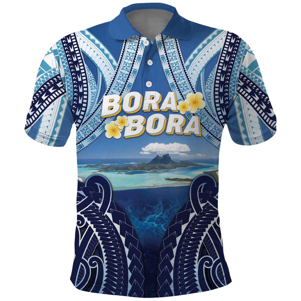 Personalised French Polynesia Bora Bora Polo Shirt Beach Landscape Polynesian Style