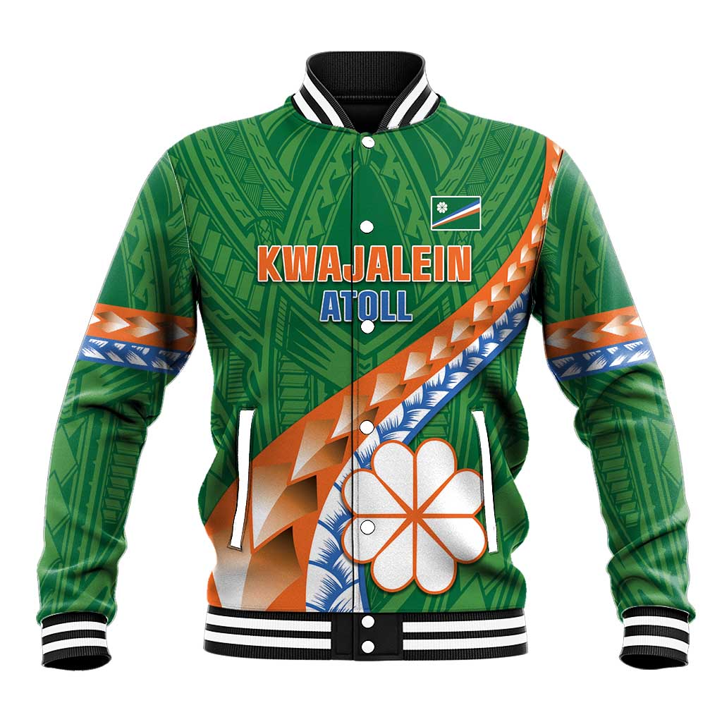 Personalised Marshall Islands Kwajalein Atoll Baseball Jacket Polynesian Tribal Tattoo