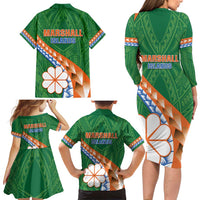 Personalised Marshall Islands Kwajalein Atoll Family Matching Long Sleeve Bodycon Dress and Hawaiian Shirt Polynesian Tribal Tattoo LT05 - Polynesian Pride