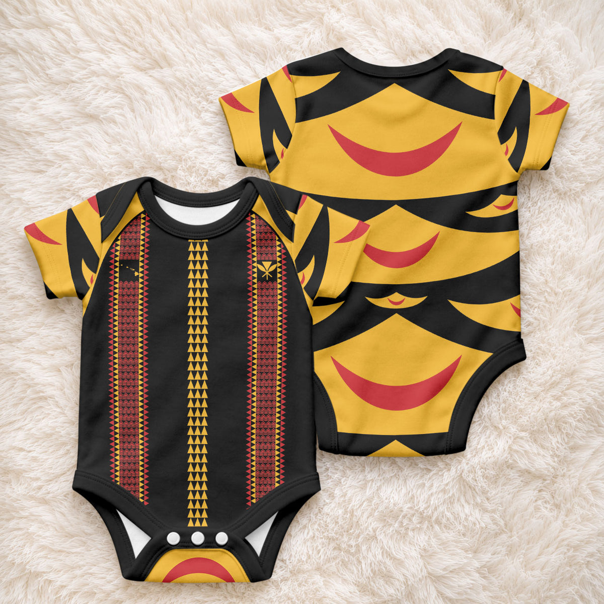 Hawaii Ahu Ula Inspired Baby Onesie Black Version LT05 - Polynesian Pride
