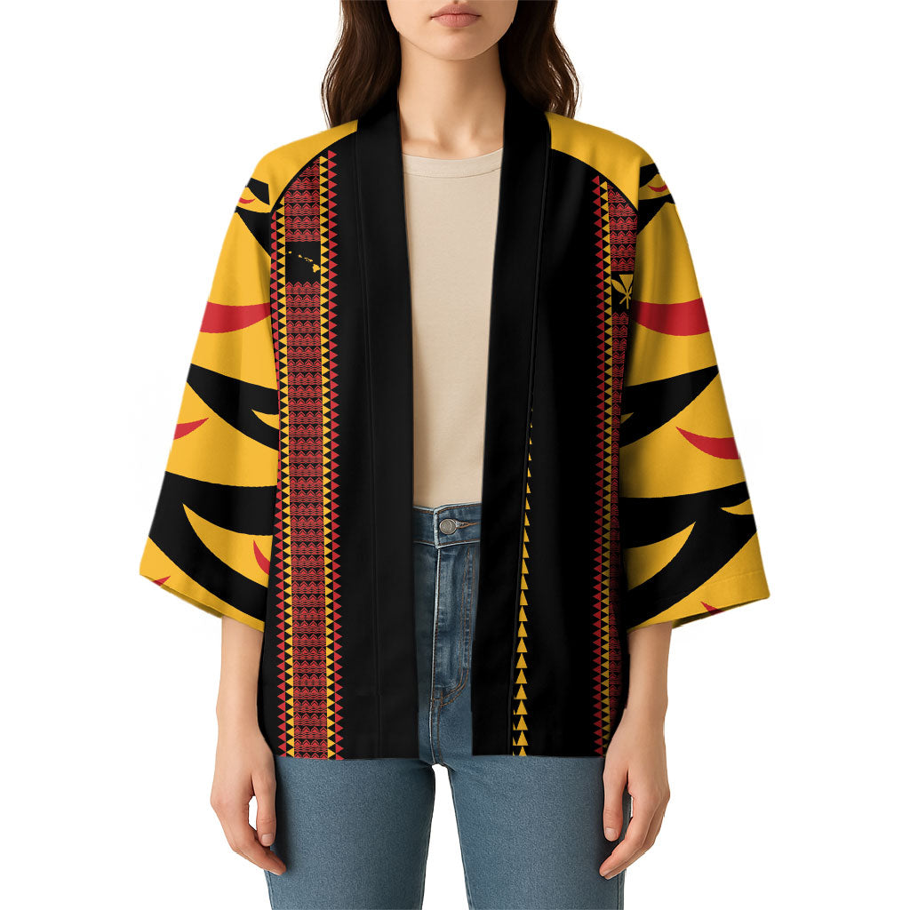 Hawaii Ahu Ula Inspired Kimono Black Version LT05 - Polynesian Pride