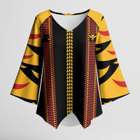 Hawaii Ahu Ula Inspired Kimono Sleeve Blouse Black Version LT05 Female Black - Polynesian Pride