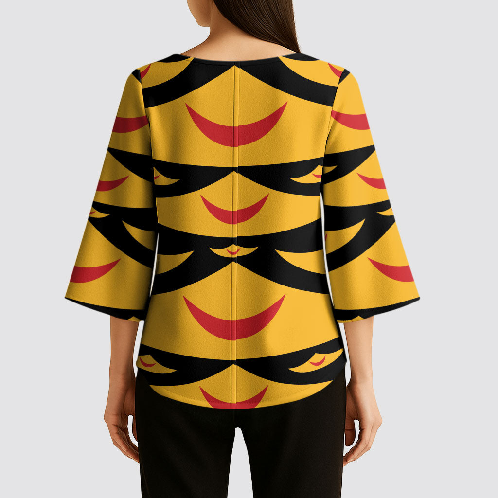 Hawaii Ahu Ula Inspired Kimono Sleeve Blouse Black Version LT05 - Polynesian Pride