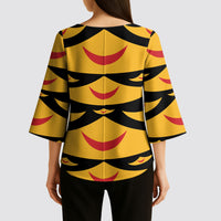 Hawaii Ahu Ula Inspired Kimono Sleeve Blouse Black Version LT05 - Polynesian Pride
