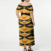 Hawaii Ahu Ula Inspired Off Shoulder Maxi Dress Black Version LT05 - Polynesian Pride