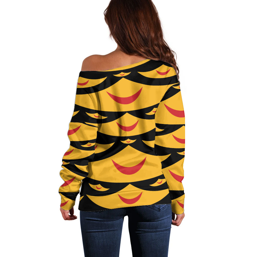 Hawaii Ahu Ula Inspired Off Shoulder Sweater Black Version LT05 - Polynesian Pride