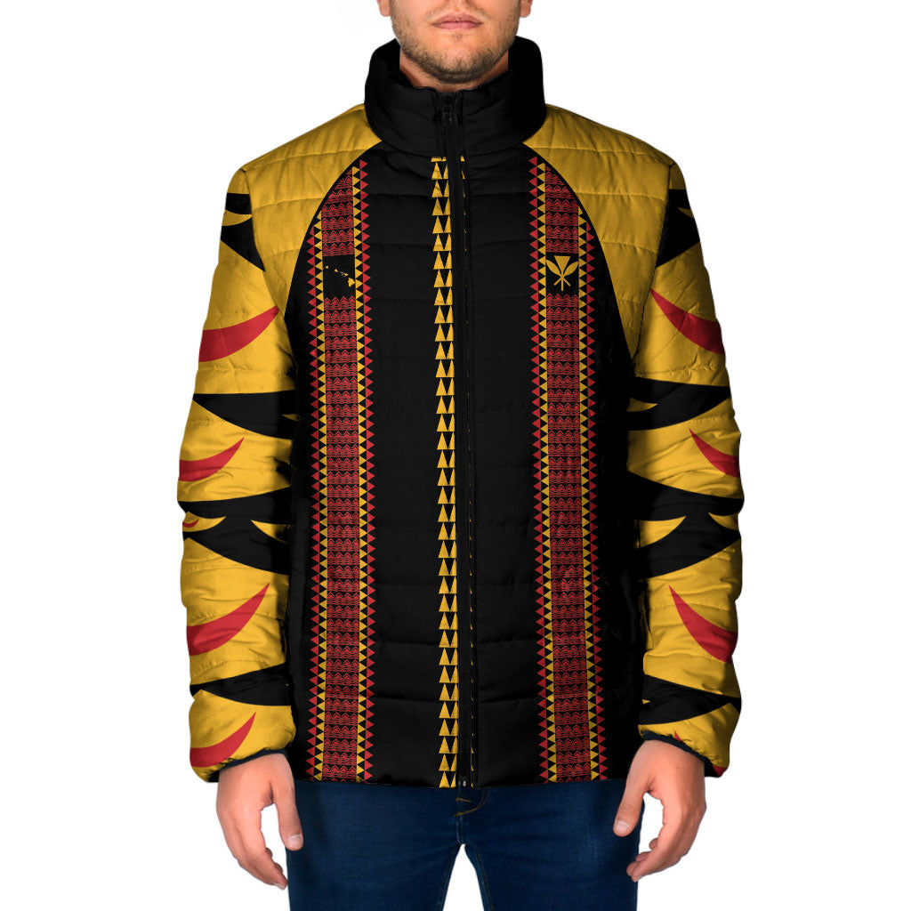 Hawaii Ahu Ula Inspired Padded Jacket Black Version LT05 Men Black - Polynesian Pride
