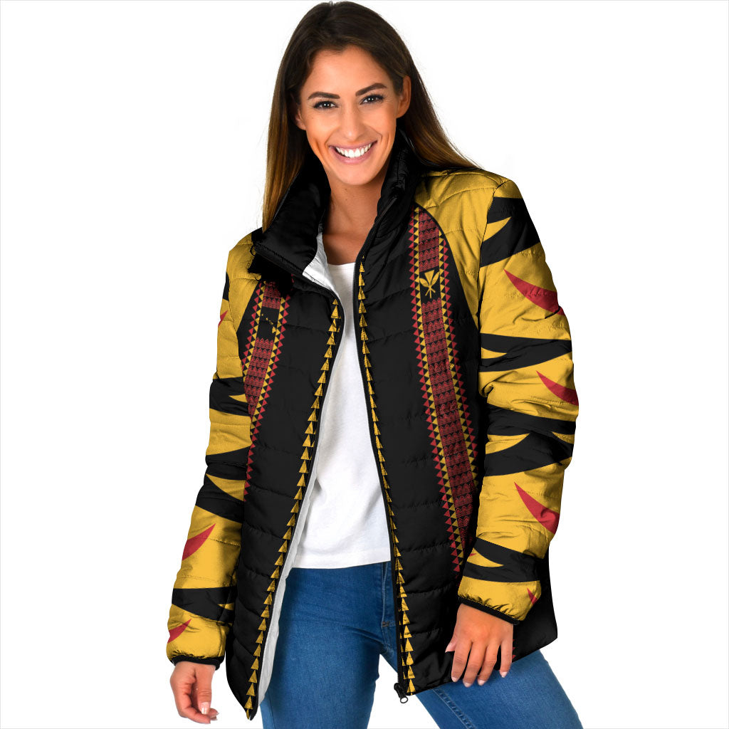 Hawaii Ahu Ula Inspired Padded Jacket Black Version LT05 Women Black - Polynesian Pride