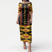 Hawaii Ahu Ula Inspired Puletasi Black Version LT05 Long Dress Black - Polynesian Pride