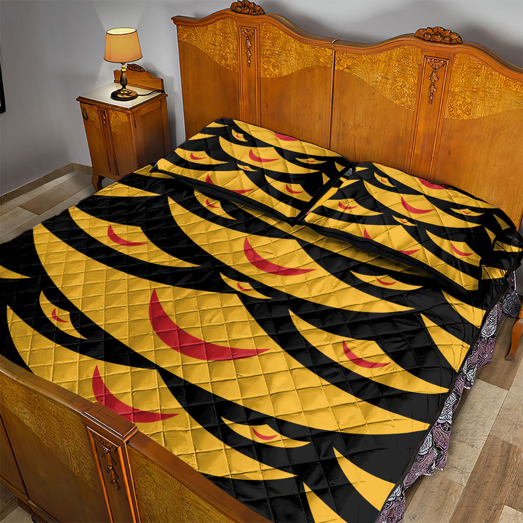 Hawaii Ahu Ula Inspired Quilt Bed Set Black Version LT05 - Polynesian Pride
