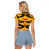 Hawaii Ahu Ula Inspired Raglan Cropped T Shirt Black Version LT05 - Polynesian Pride