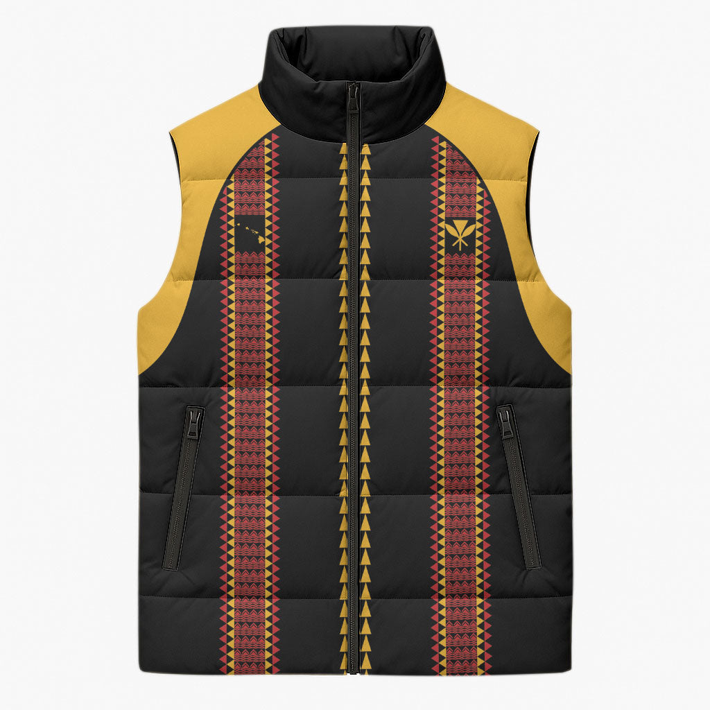 Hawaii Ahu Ula Inspired Sleeveless Puffer Jacket Black Version LT05 Unisex Black - Polynesian Pride