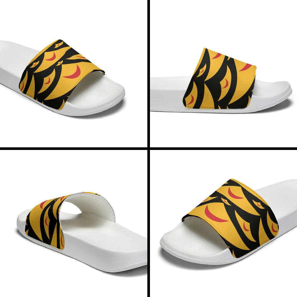 Hawaii Ahu Ula Inspired Slide Sandals Black Version LT05 - Polynesian Pride