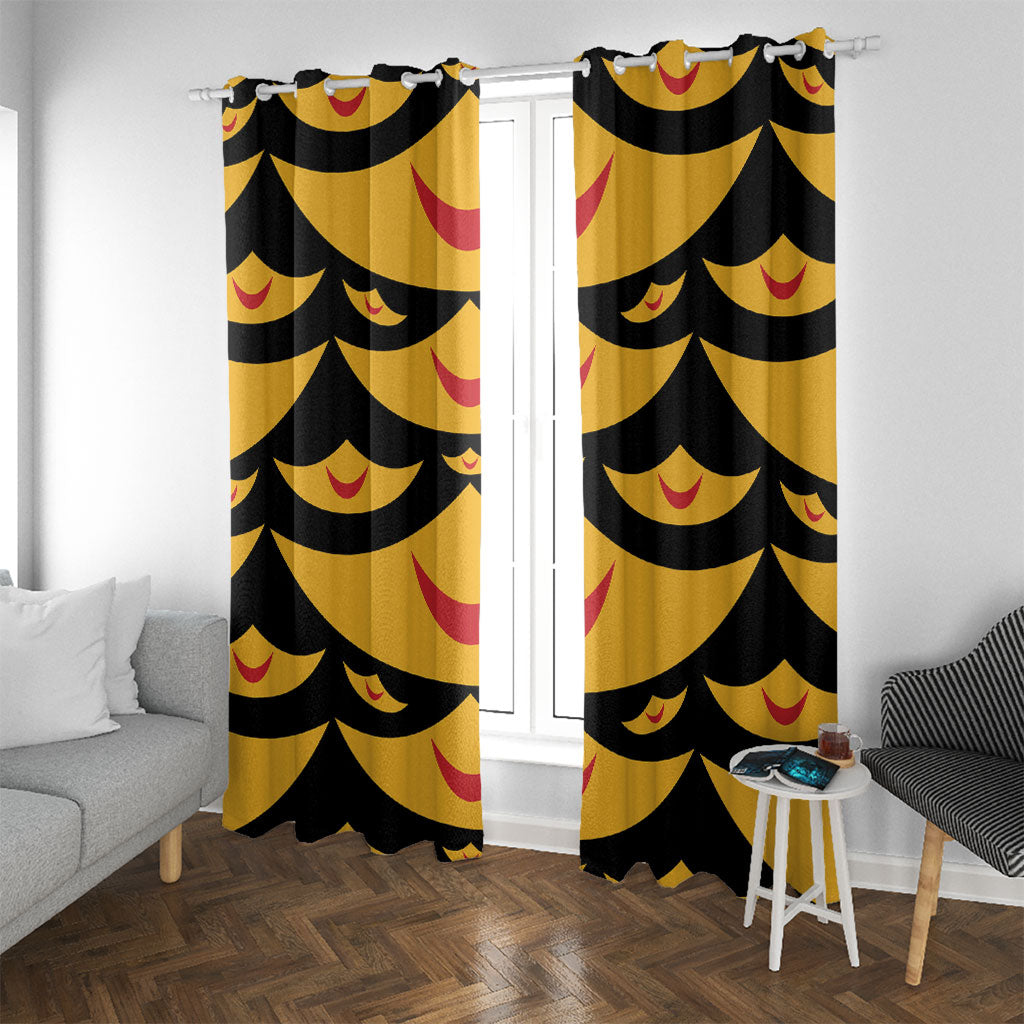 Hawaii Ahu Ula Inspired Window Curtain Black Version LT05 With Grommets Black - Polynesian Pride