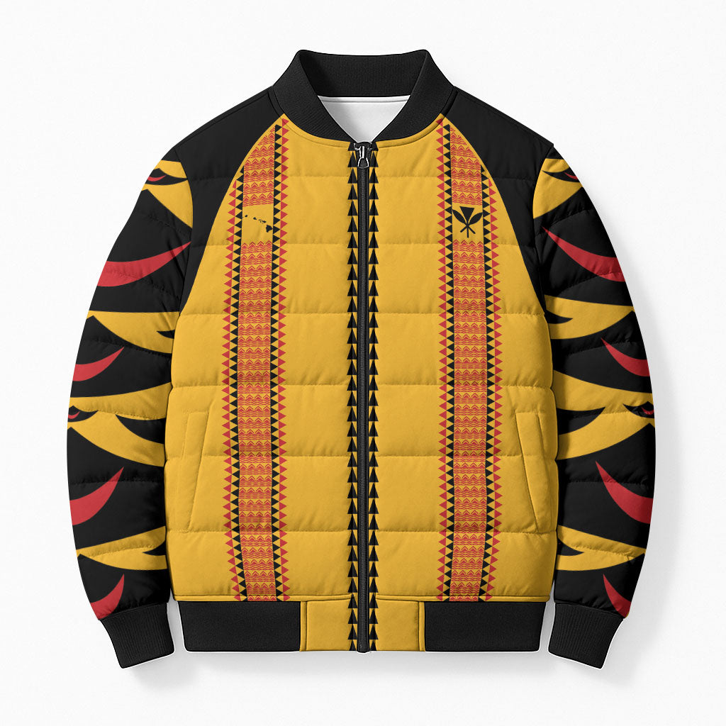 Hawaii Ahu Ula Inspired Bomber Puffer Jacket Yellow Version LT05 Unisex Yellow - Polynesian Pride