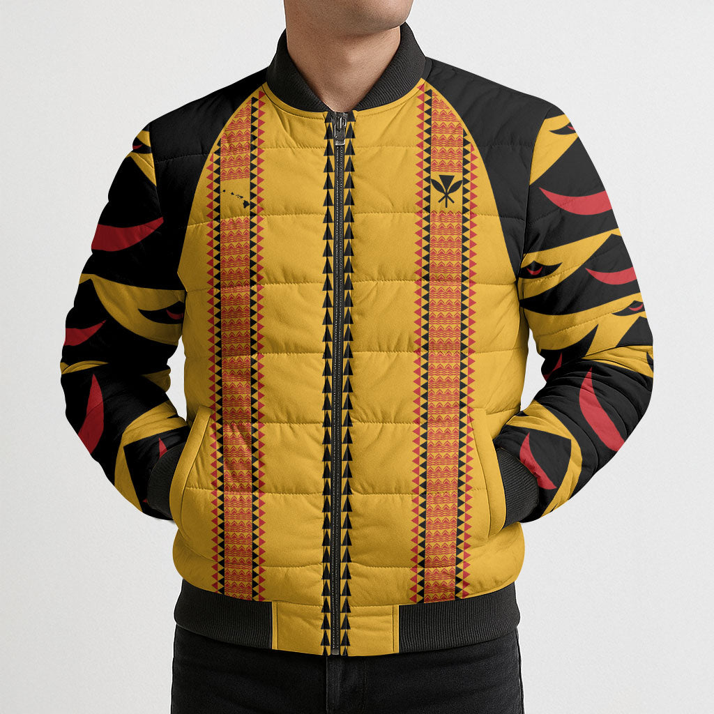 Hawaii Ahu Ula Inspired Bomber Puffer Jacket Yellow Version LT05 - Polynesian Pride