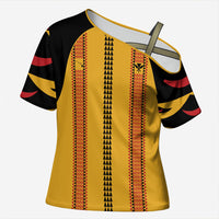 Hawaii Ahu Ula Inspired Cross Shoulder Shirt Yellow Version LT05 Female Yellow - Polynesian Pride