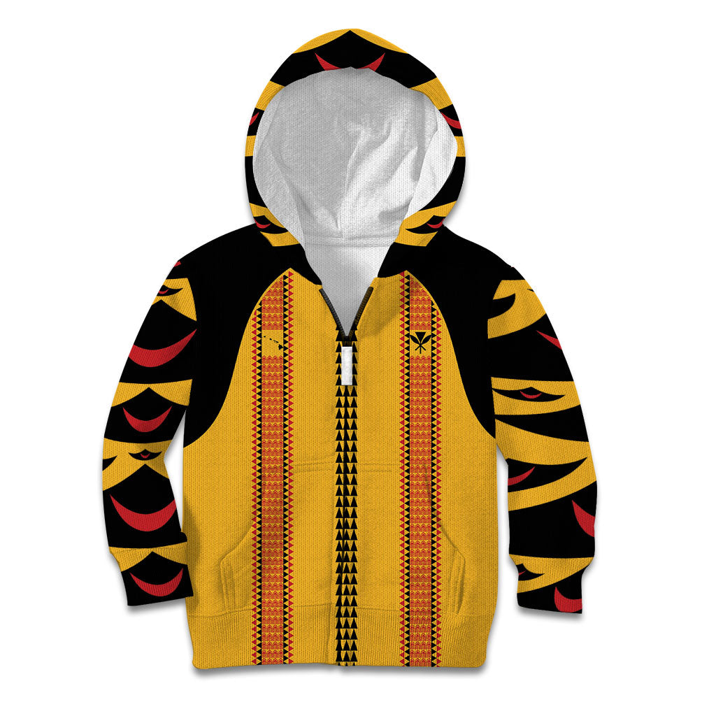 Hawaii Ahu Ula Inspired Kid Hoodie Yellow Version LT05 Zip Hoodie Yellow - Polynesian Pride