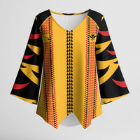 Hawaii Ahu Ula Inspired Kimono Sleeve Blouse Yellow Version LT05 Female Yellow - Polynesian Pride