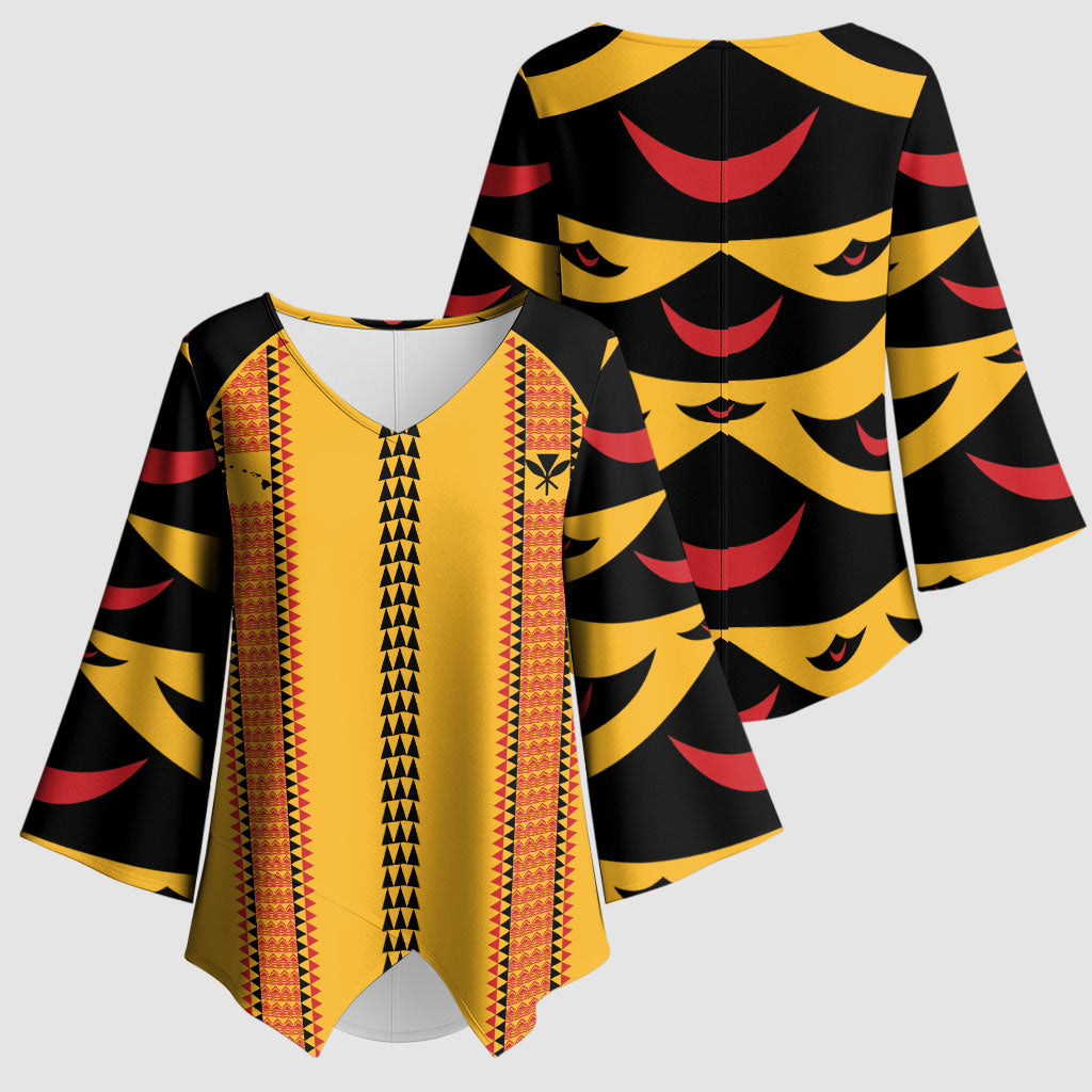 Hawaii Ahu Ula Inspired Kimono Sleeve Blouse Yellow Version LT05 - Polynesian Pride