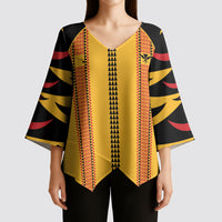Hawaii Ahu Ula Inspired Kimono Sleeve Blouse Yellow Version LT05 - Polynesian Pride