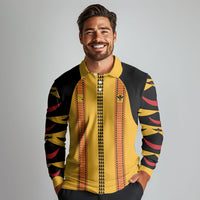 Hawaii Ahu Ula Inspired Long Sleeve Polo Shirt Yellow Version LT05 - Polynesian Pride
