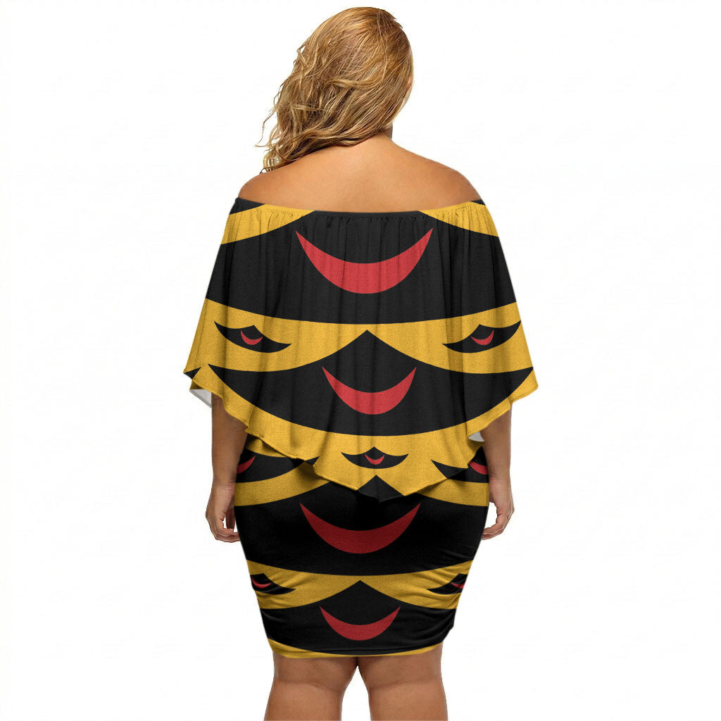 Hawaii Ahu Ula Inspired Off Shoulder Short Dress Yellow Version LT05 - Polynesian Pride