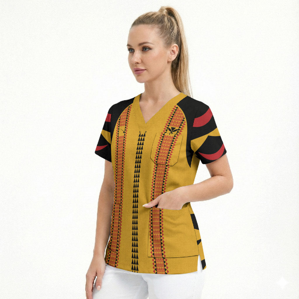 Hawaii Ahu Ula Inspired Scrub Top Yellow Version LT05 - Polynesian Pride