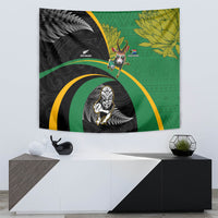 New Zealand And South Africa Rugby Tapestry 2023 Springboks Combine All Black Silver Fern LT05 - Polynesian Pride