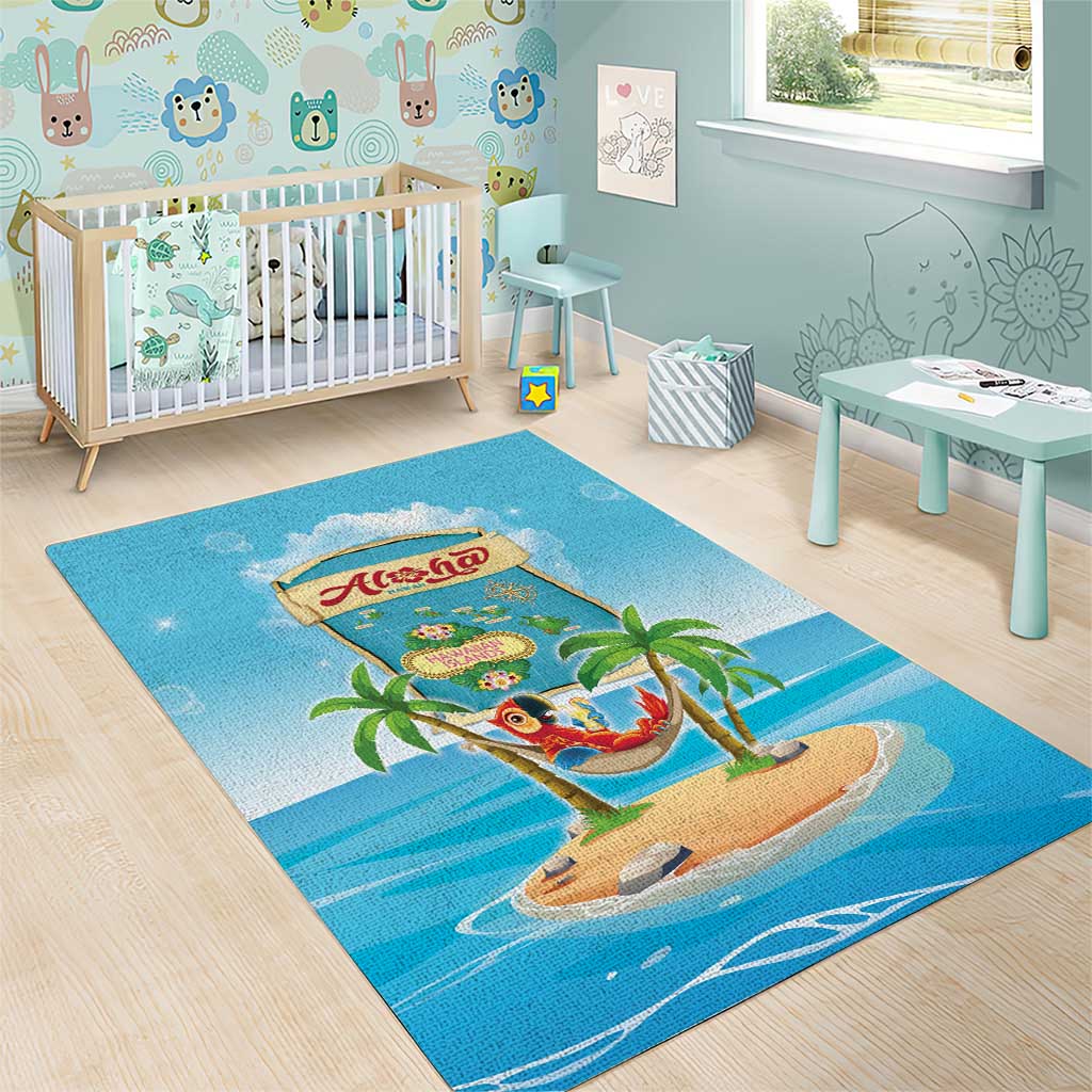 Aloha Hawaii Area Rug Funny Macaw Parrot Tropical Vibe