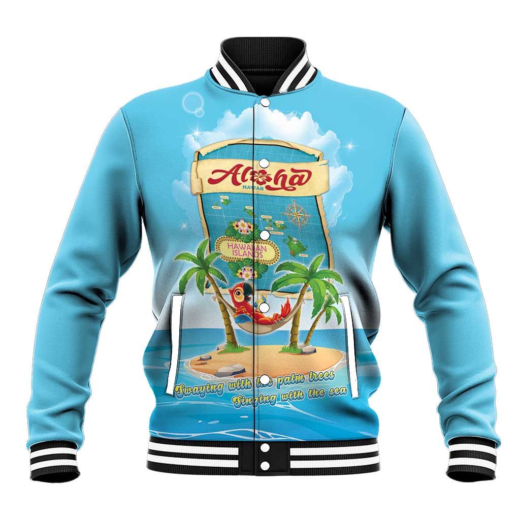 Aloha Hawaii Baseball Jacket Funny Macaw Parrot Tropical Vibe