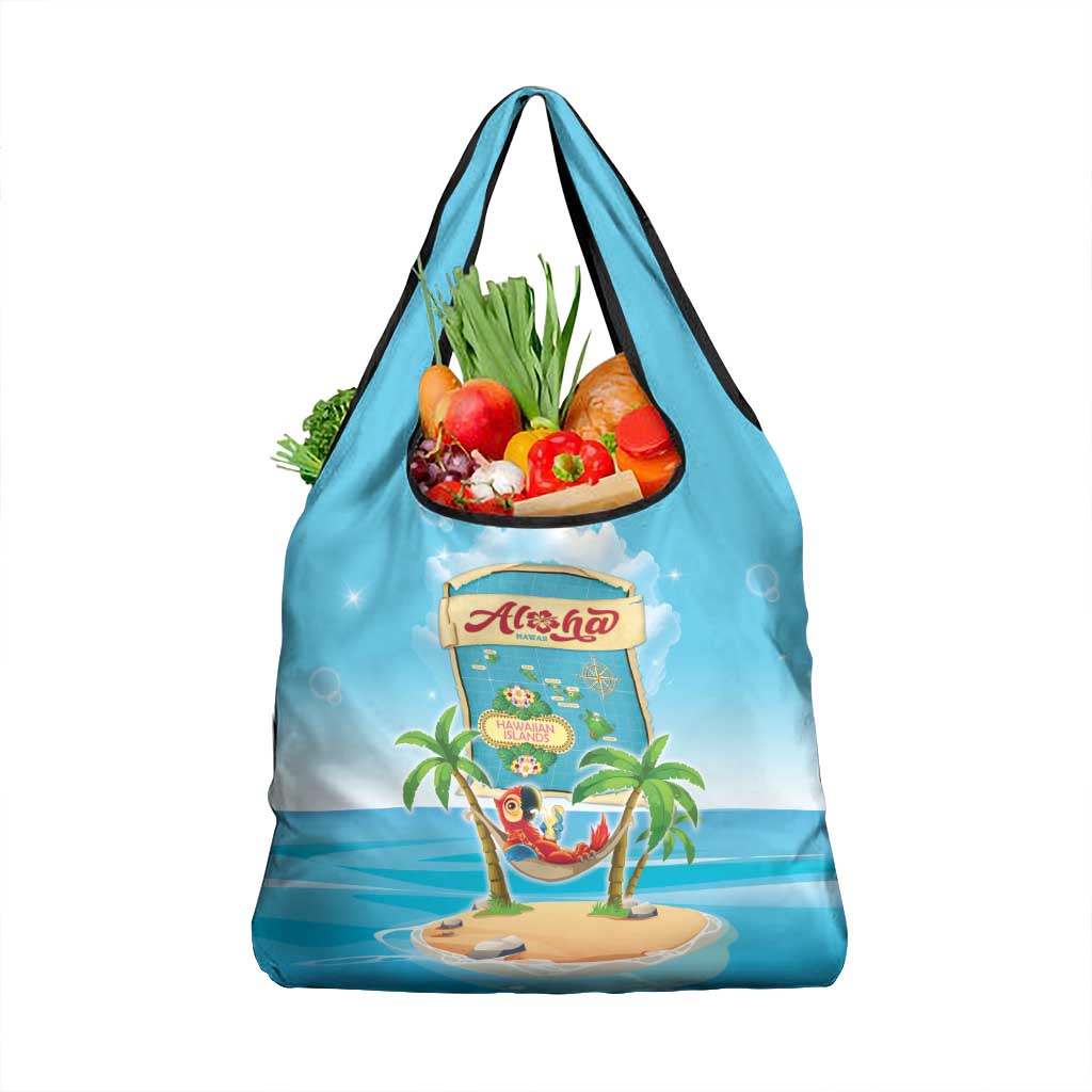 Aloha Hawaii Grocery Bag Funny Macaw Parrot Tropical Vibe