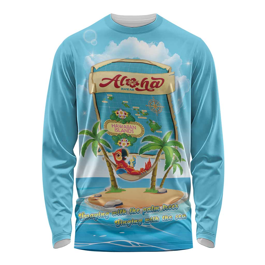 Aloha Hawaii Long Sleeve Shirt Funny Macaw Parrot Tropical Vibe