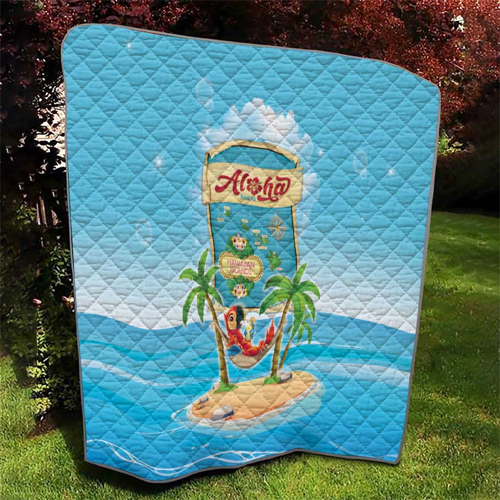 Aloha Hawaii Quilt Funny Macaw Parrot Tropical Vibe
