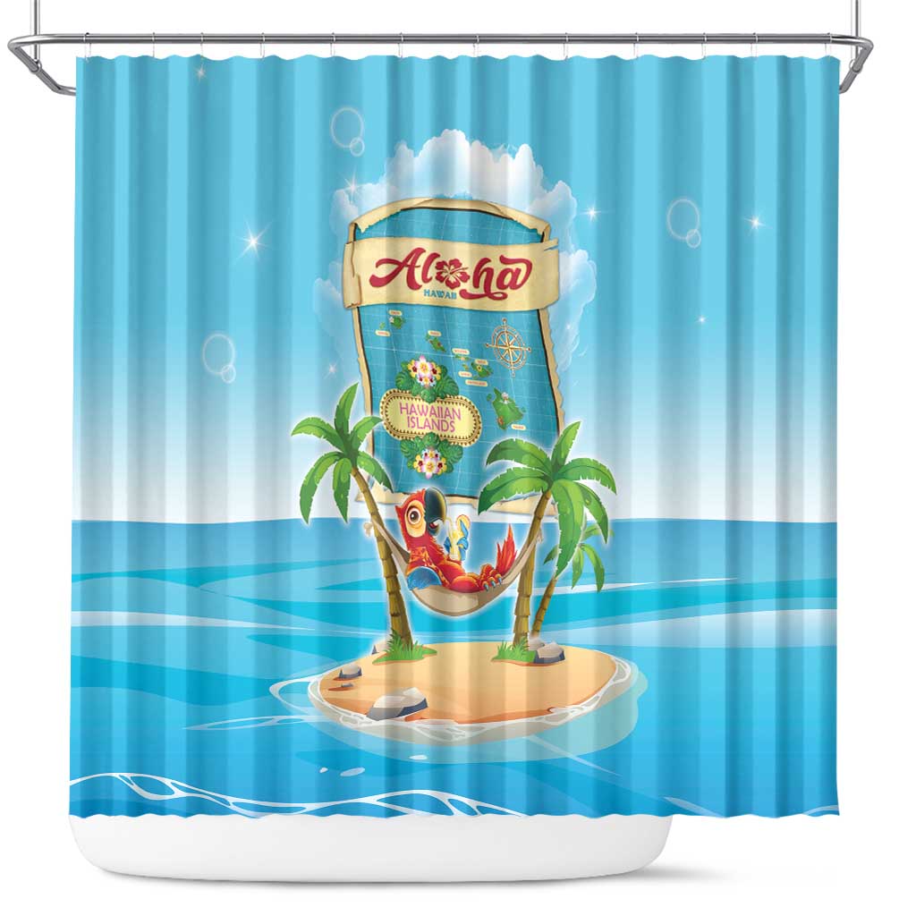 Aloha Hawaii Shower Curtain Funny Macaw Parrot Tropical Vibe