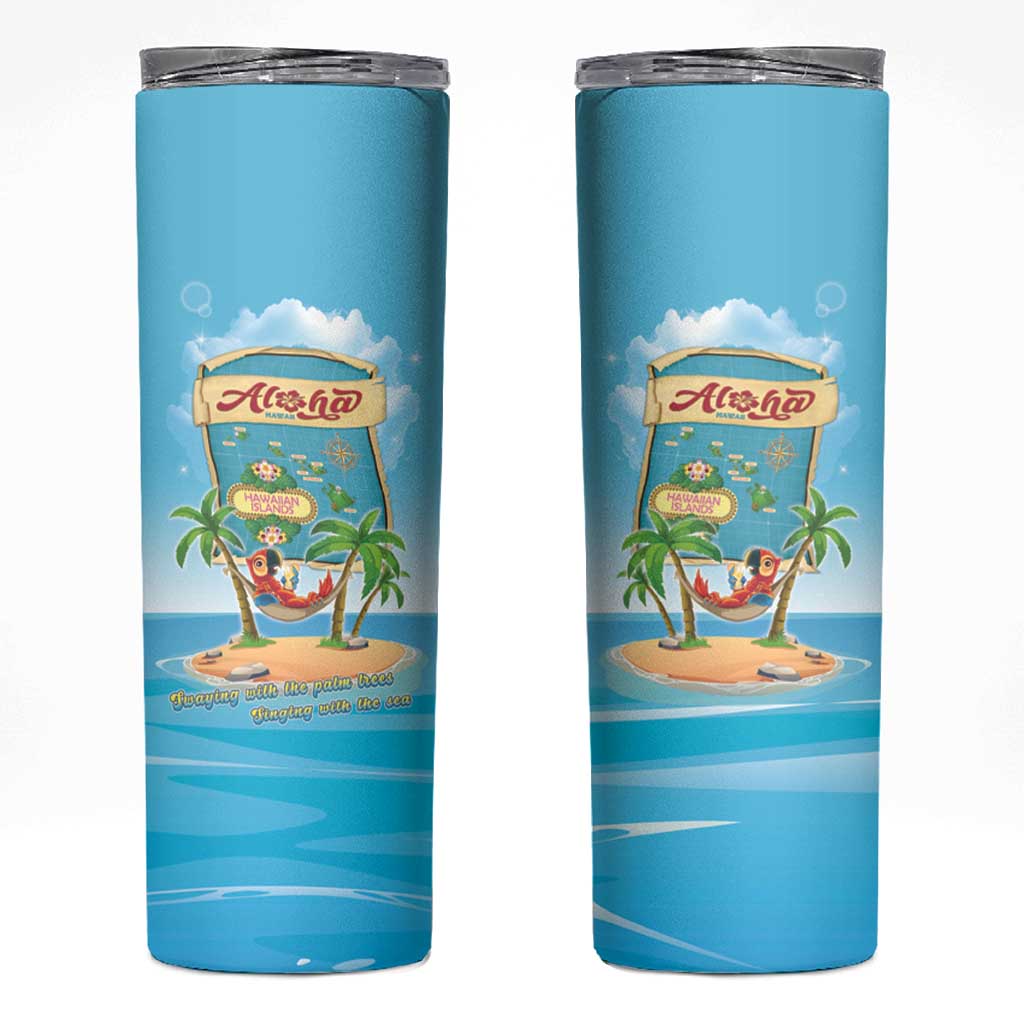 Aloha Hawaii Skinny Tumbler Funny Macaw Parrot Tropical Vibe