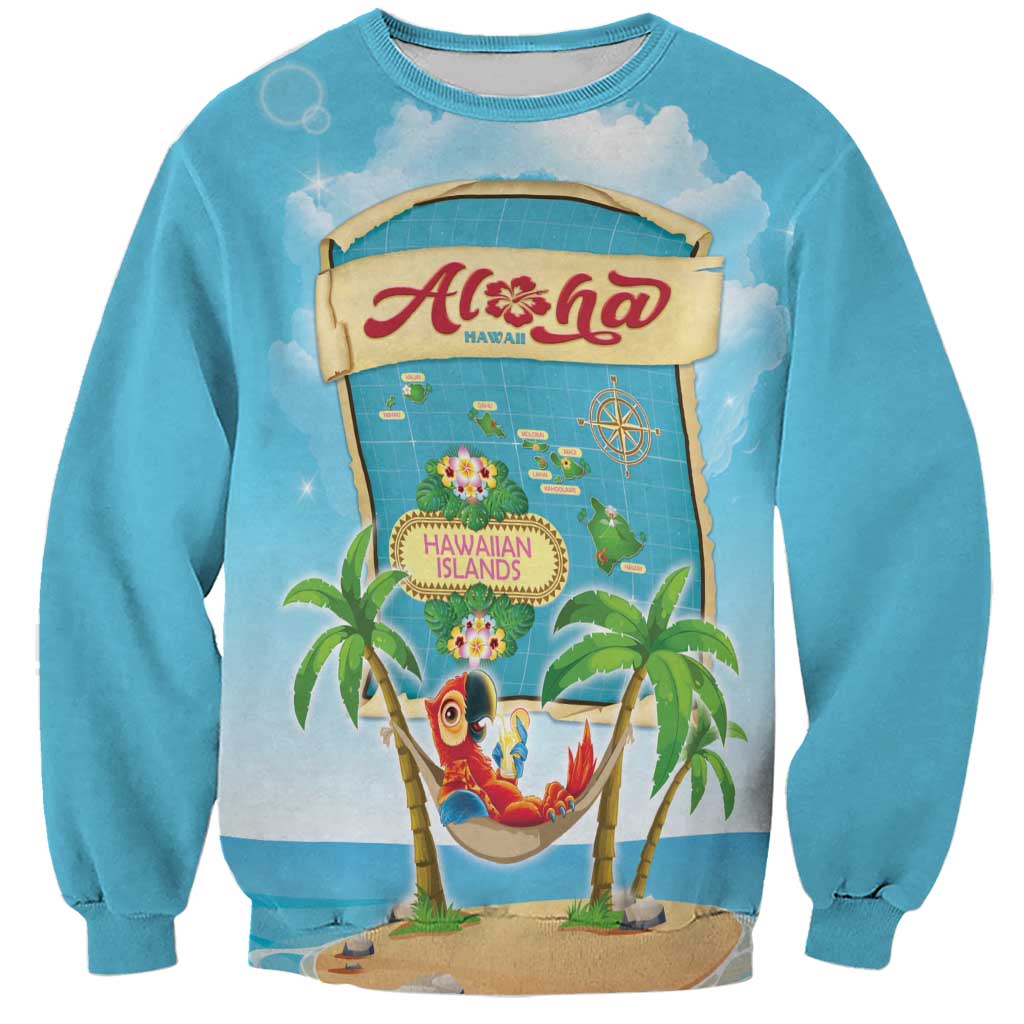 Aloha Hawaii Sweatshirt Funny Macaw Parrot Tropical Vibe