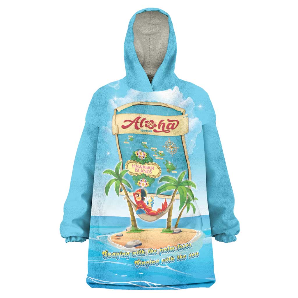 Aloha Hawaii Wearable Blanket Hoodie Funny Macaw Parrot Tropical Vibe