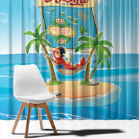 Aloha Hawaii Window Curtain Funny Macaw Parrot Tropical Vibe