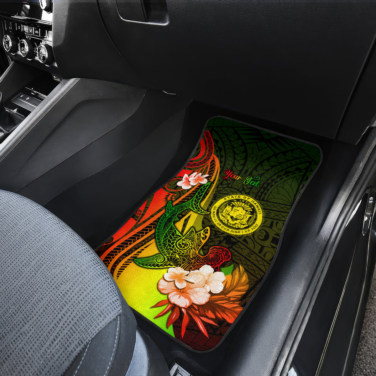 Personalised Hawaii State Motto Car Mats Hawaiian Tribal Reggae Hammerhead Shark LT05 - Polynesian Pride